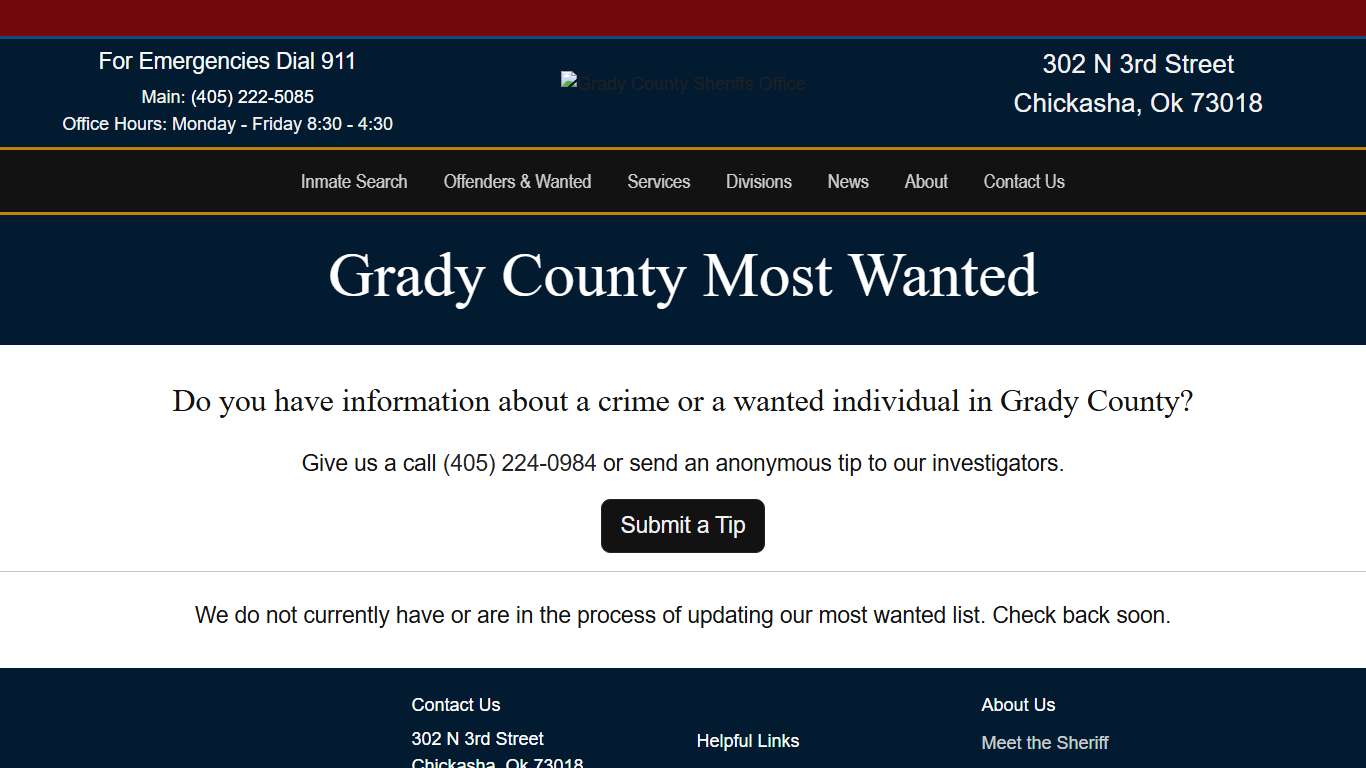 Most Wanted - Grady County Sheriff's Office