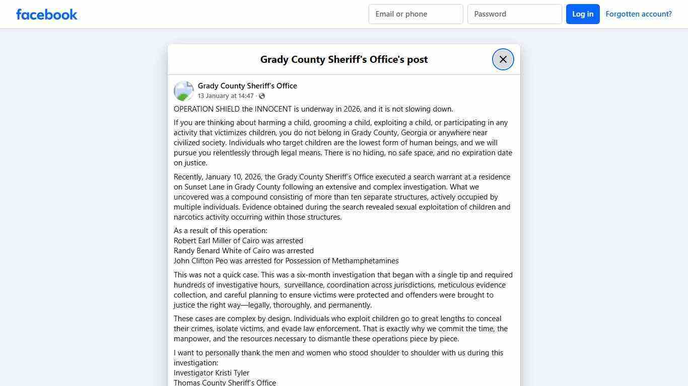 OPERATION SHIELD the... - Grady County Sheriff's Office | Facebook